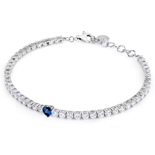 Bracciale Donna MORELLATO Tesori Tennis Bianco e Cuore Blu in Argento