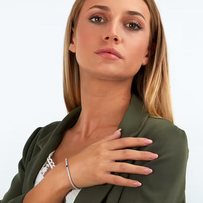 Bracciale Donna MORELLATO Tesori Tennis Bianco e Cuore Blu in Argento