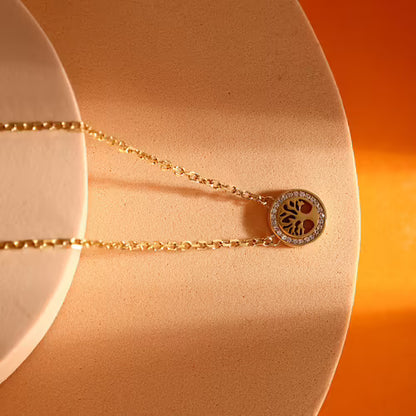 Collana Donna MORELLATO Albero Della Vita in Acciaio Dorato e Cristalli