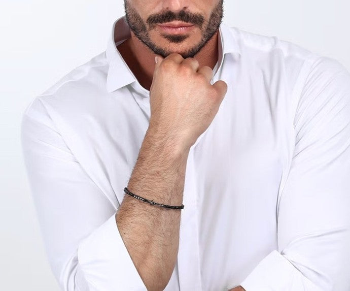 Bracciale Uomo MORELLATO Tennis in Acciaio Nero con Spada