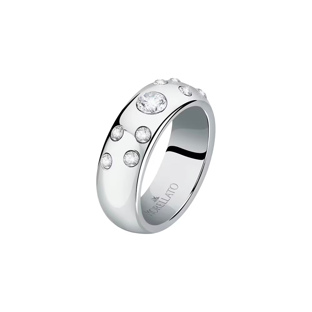 Anello Donna MORELLATO Poetica in Acciaio con Cristalli