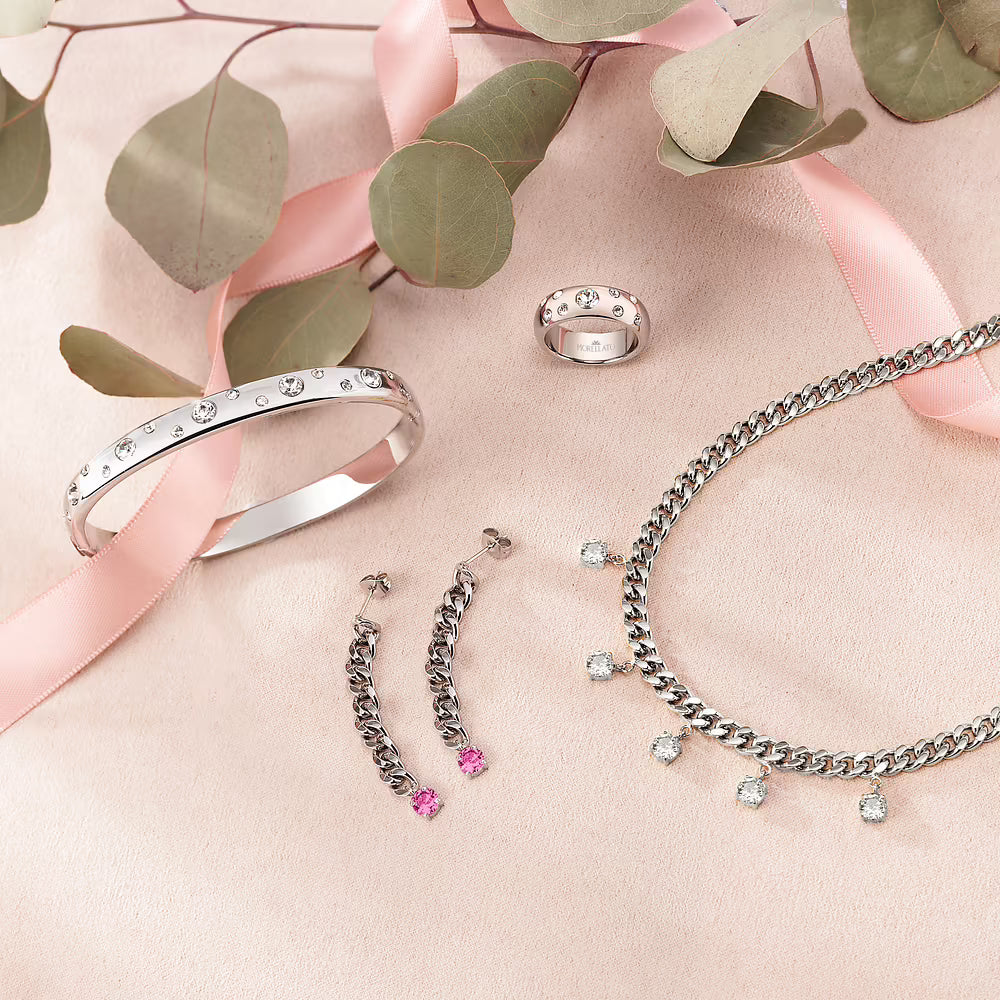 Anello Donna MORELLATO Poetica in Acciaio con Cristalli