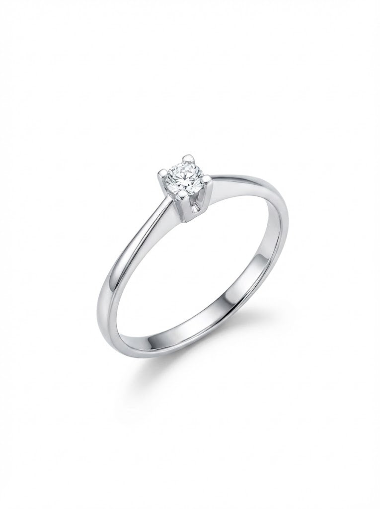 Anello Solitario in Oro Bianco 18kt - PONTILLO