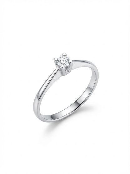 Anello Solitario in Oro Bianco 18kt - PONTILLO