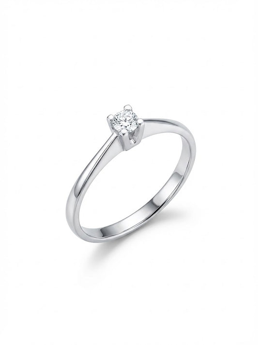 Anello Solitario in Oro Bianco 18kt - PONTILLO