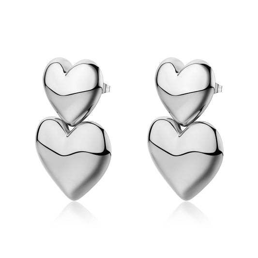 Orecchini in Acciaio con Cuore Bombato - S'Agapõ