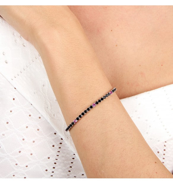 Bracciale Donna MORELLATO Tennis con Zirconi Neri e Rosa