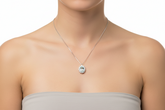 Collana Donna LUCCIOLE in Oro Bianco 18kt Acquamarina