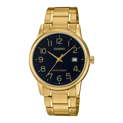 Orologio Uomo CASIO Solo Tempo in Acciaio Dorato con Quadrante Nero