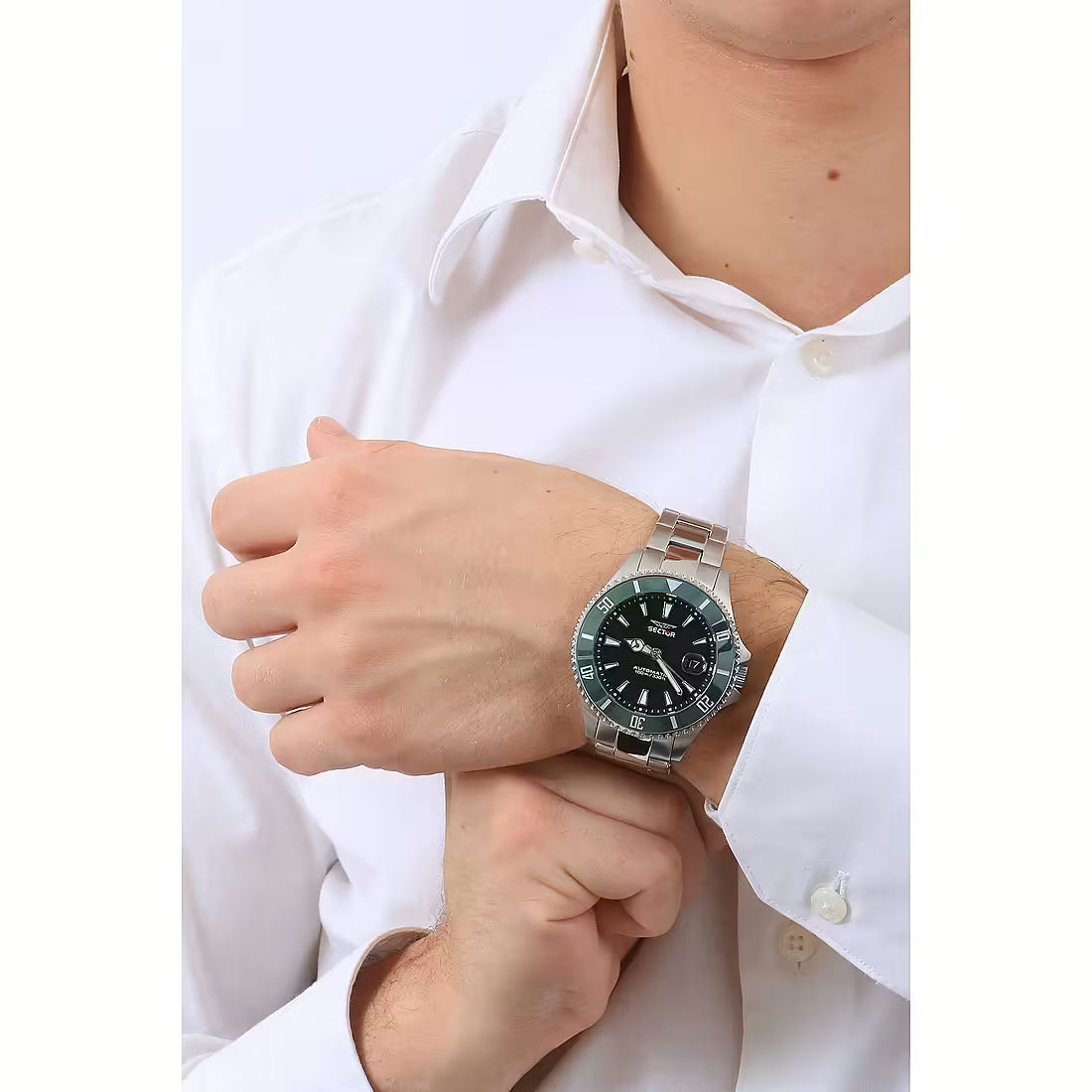 Orologio Uomo SECTOR 230 Automatico in Acciaio con Ghiera Verde