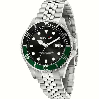 Orologio Uomo SECTOR 230 Solo Tempo in Acciaio con Quadrante Nero-Verde