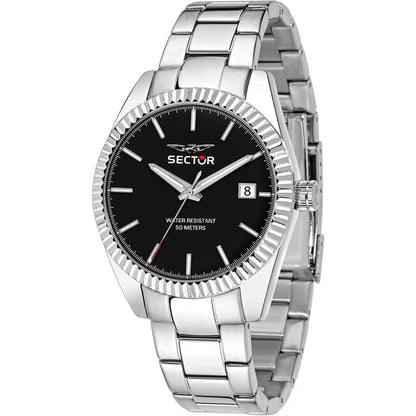 Orologio Uomo SECTOR 240 Solo Tempo in Acciaio con Quadrante Nero
