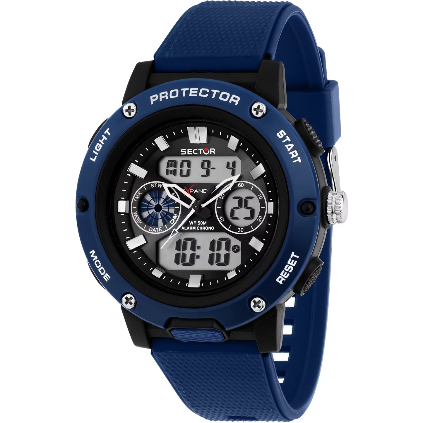 Orologio Uomo SECTOR EX-44 Multifunzione in Silicone Blu e Nero