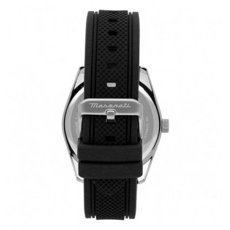 Orologio Uomo MASERATI Solo Tempo in Silicone Nero con Quadrante Bianco
