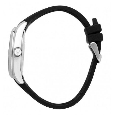 Orologio Uomo MASERATI Solo Tempo in Silicone Nero con Quadrante Bianco