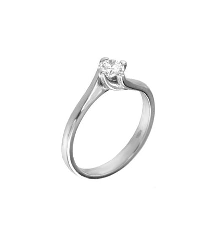 Anello Solitario in Oro Bianco 18kt - LUCCIOLE