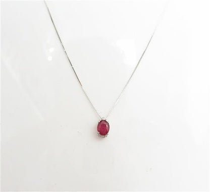 Collana in Oro Bianco 18kt con Diamante Naturale Rosso - LUCCIOLE