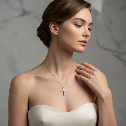 Collana Donna Croce in Oro Bianco 18kt - LUCCIOLE