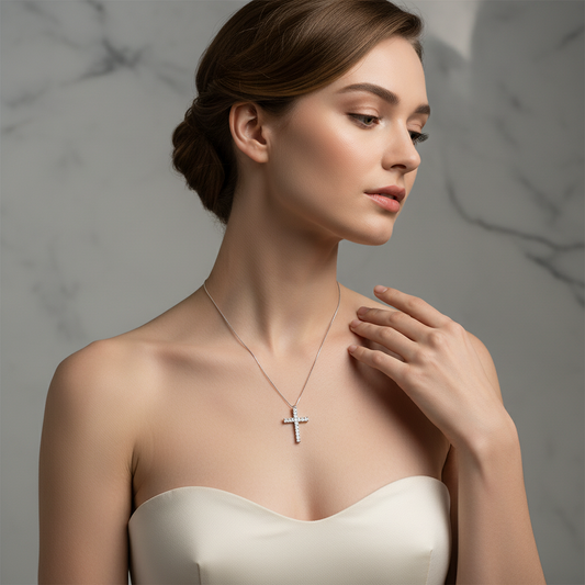 Collana Donna Croce in Oro Bianco 18kt - LUCCIOLE