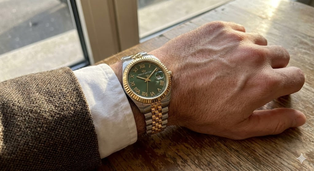 Orologio Uomo PHILIP WATCH Solo Tempo in Acciaio con Quadrante Verde e Oro