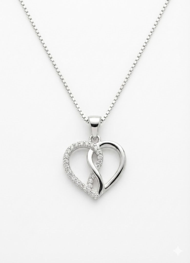 Collana Donna in Argento 925 con Cuore Intrecciato - GIOJA