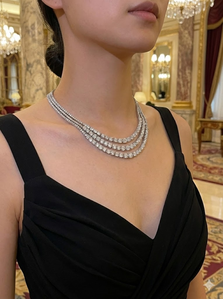 Collana Donna JOHN RICHMOND Multi-Filo a Cascata in Titanio